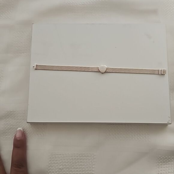 Pandora Authentic Mesh Bracelet With Heart Charm Gold - Picture 5 of 16